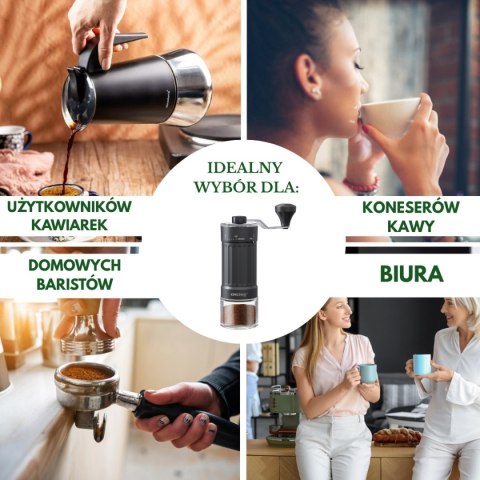 KINGHOFF KH-2002 — ręczny młynek do kawy z ceramicznymi żarnami