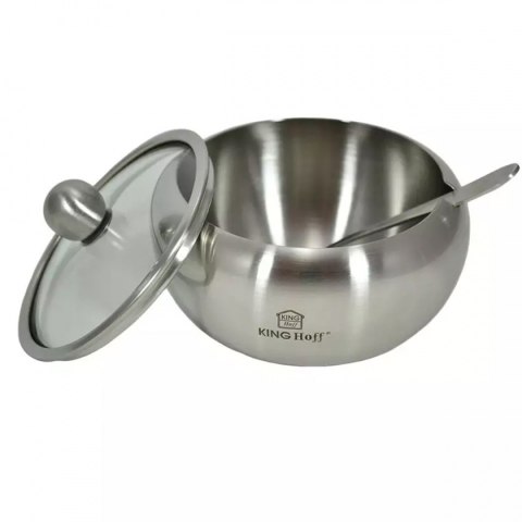 KINGHOFF KH-3725 - stalowa cukiernica 460 ml z łyżeczką, połysk