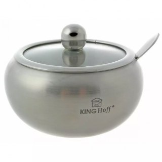 KINGHOFF KH-3732 - stalowa cukiernica 460 ml z łyżeczką, satyna