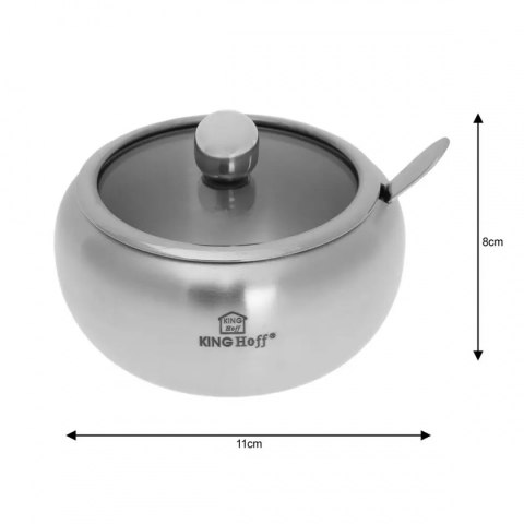 KINGHOFF KH-3732 - stalowa cukiernica 460 ml z łyżeczką, satyna