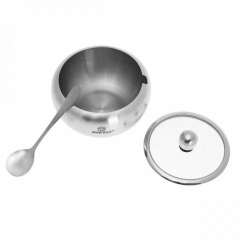 KINGHOFF KH-3732 - stalowa cukiernica 460 ml z łyżeczką, satyna