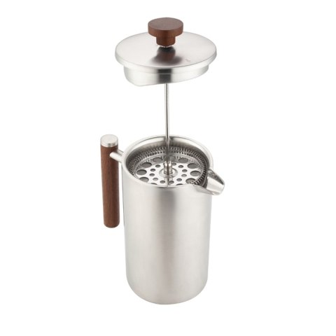 KINGHOFF KH-1995 — stalowy French press z drewnianym uchwytem, 1 l