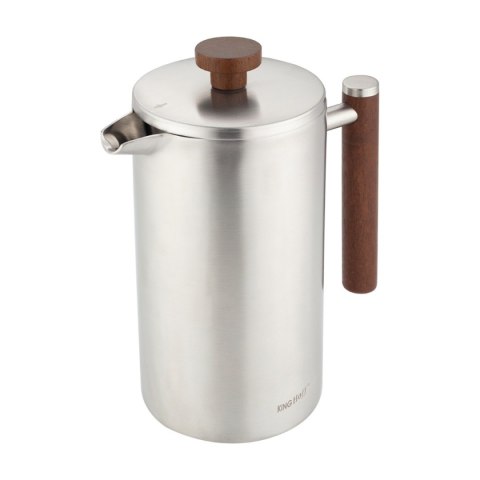 KINGHOFF KH-1995 — stalowy French press z drewnianym uchwytem, 1 l