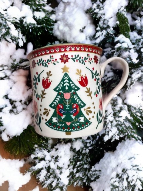 Easy Life Christmas Folk Choinka — kubek porcelanowy 300 ml