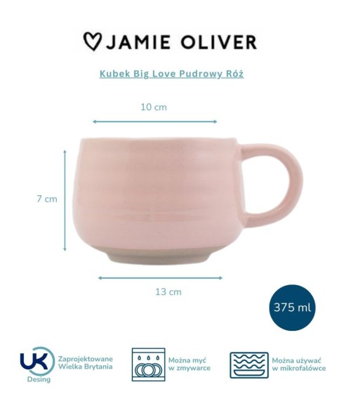 Jamie Oliver Big Love — kubek kamionkowy 375 ml, pudrowy róż