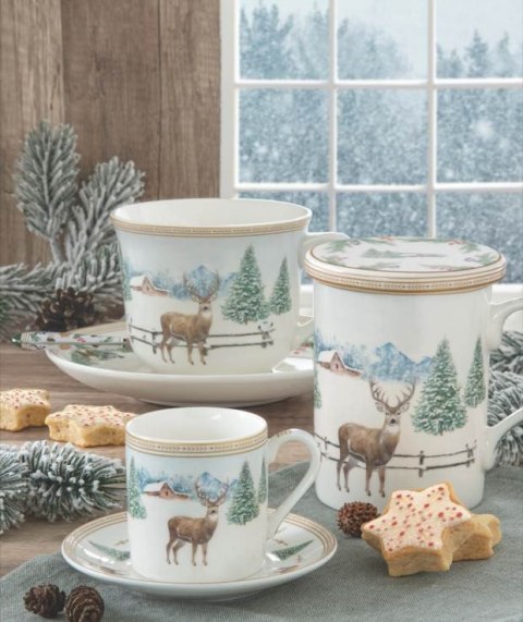 Easy Life Jeleń — filiżanka porcelanowa ze spodkiem 400 ml