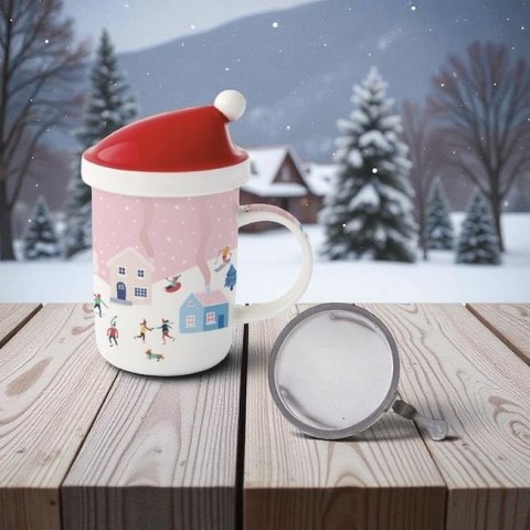 Easy Life Christmas Twist — komplet: kubek porcelanowy, pokrywka i zaparzacz 370 ml