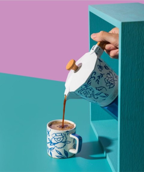 La Cafetière Blu Fiorato — ceramiczna filiżanka do espresso 120 ml