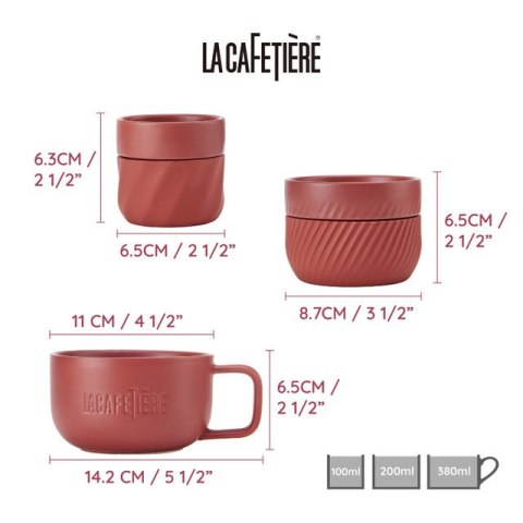 La Cafetiere Kubki do Kawy Czerwone 3 szt.