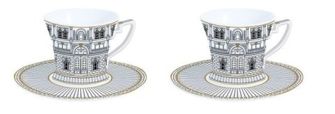 Easy Life Palazzo — komplet 2 filiżanek porcelanowych ze spodkami 80 ml
