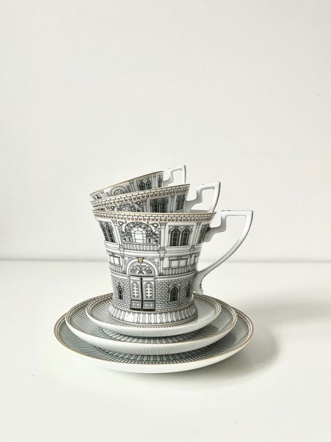 Easy Life Palazzo — komplet 2 filiżanek porcelanowych ze spodkami 80 ml