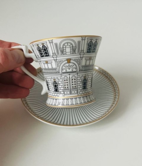 Easy Life Palazzo — komplet 2 filiżanek porcelanowych ze spodkami 80 ml