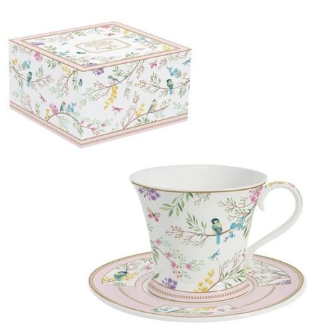 Easy Life Ptasia Melodia — filiżanka porcelanowa ze spodkiem 350 ml