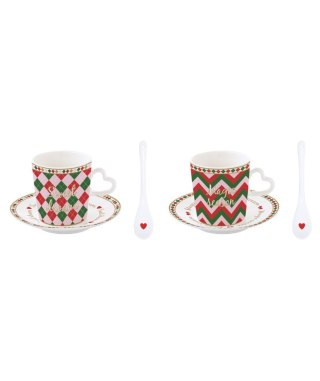 Easy Life Christmas Twist — 2 filiżanki espresso ze spodkami i łyżeczkami, 100 ml