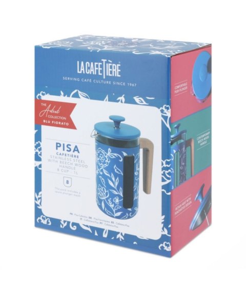 Zaparzacz do Kawy Typu French Press La Cafetière Pisa na 8 filiżanek, Blu Fiorato