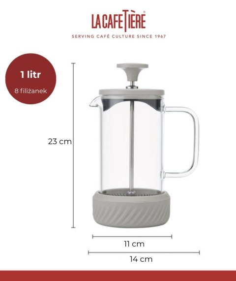Zaparzacz do Kawy Typu French Press La Cafetiere Zero, kolor Kremowy, 1 litr