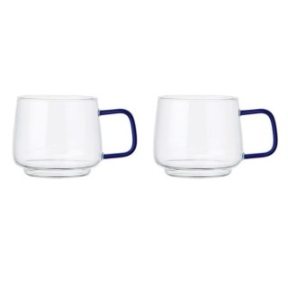 Zestaw 2 kubków szklanych La Cafetière z niebieskim uchwytem, 275 ml