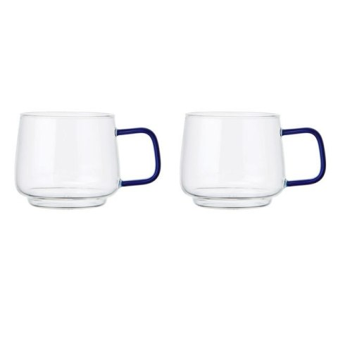 Zestaw 2 kubków szklanych La Cafetière z niebieskim uchwytem, 275 ml
