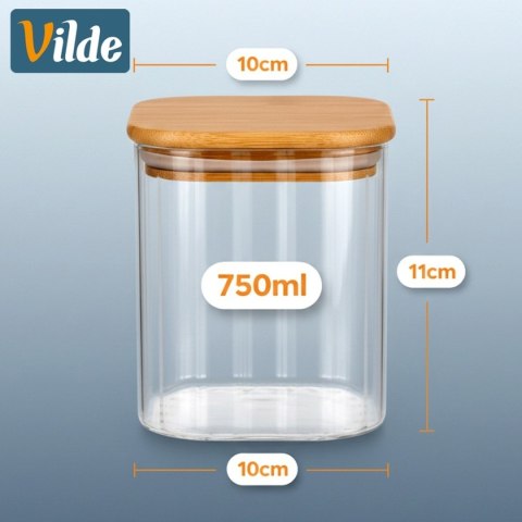 VILDE 229251 – szklany pojemnik z bambusową pokrywką, 750 ml