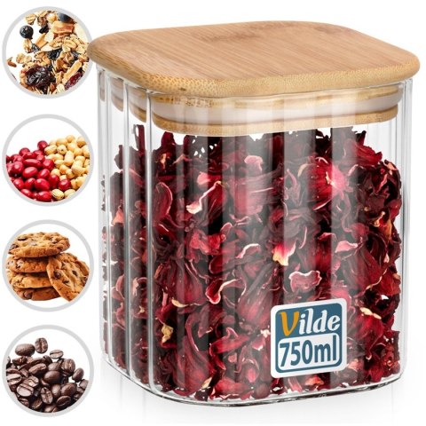 VILDE 229251 – szklany pojemnik z bambusową pokrywką, 750 ml