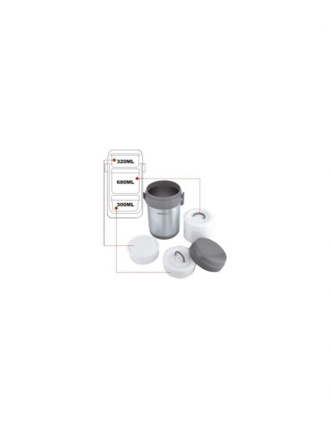 KINGHOFF KH-4075 — termos obiadowy 1,5 l z 3 pojemnikami