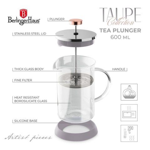 Berlinger Haus Taupe BH-8588 - zaparzacz tłokowy 600 ml