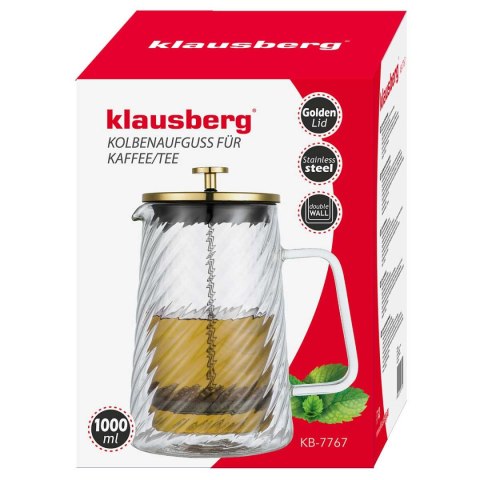 Klausberg KB-7767 – zaparzacz tłokowy z podwójnymi ściankami, 1000 ml