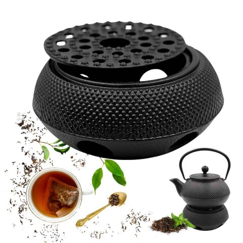 Zestaw herbaciany - imbryk żeliwny 900 ml i 4 czarki, czarny, z podgrzewaczem
