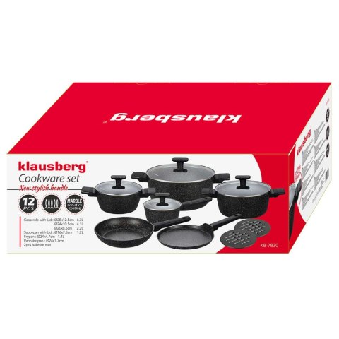 Klausberg KB-7830 - komplet garnków i patelni z marmurkową powłoką