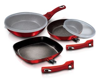 Berlinger Haus BH-6796 Burgundy — 3 patelnie i pokrywki Smart Lid