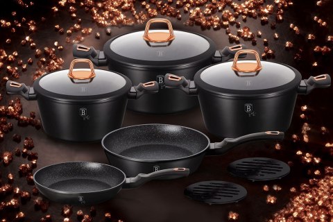 Berlinger Haus BH-1645 BLACK ROSE – zestaw garnków i patelni, 10 elementów