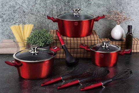 Berlinger Haus BH-6162 BURGUNDY – zestaw garnków i patelni, 17 elementów