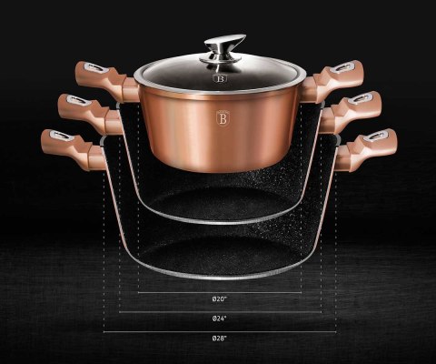 Berlinger Haus BH-7058 ROSE GOLD — zestaw garnków i patelni, 13 elementów