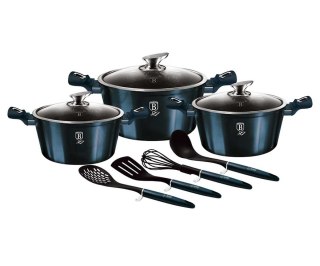 Berlinger Haus BH-6152 AQUAMARINE — zestaw 3 garnków z pokrywkami i 4 przyborami