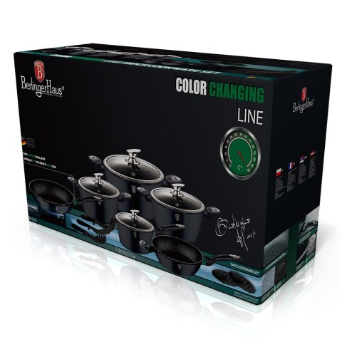 Berlinger Haus BH-1474 Black Thermoguard — komplet garnków i patelni, 15 elementów