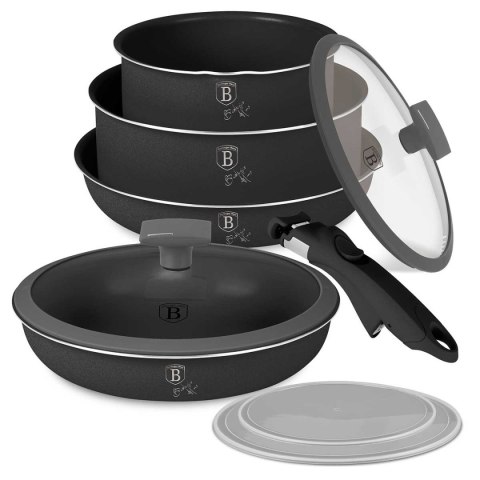 Berlinger Haus BH-8256 ANTRACITE – zestaw garnków i patelni z odpinanym uchwytem, 9 elementów