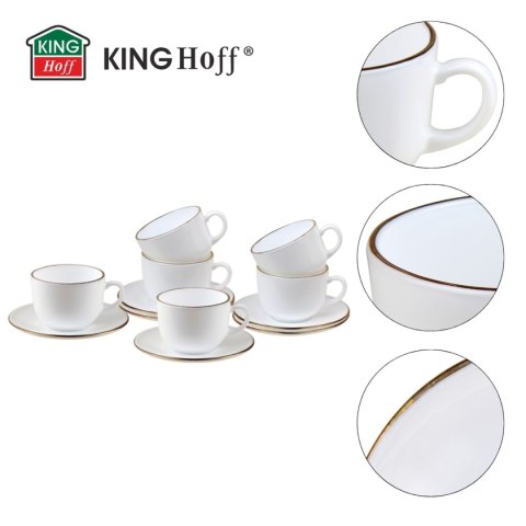 KINGHOFF OPAL KH-1929 - komplet 6 filiżanek 210 ml ze spodkami