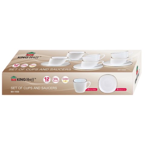 KINGHOFF OPAL KH-1930 - komplet 6 filiżanek 220 ml ze spodkami