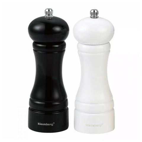 KLAUSBERG KB-7558 — komplet 2 młynków do soli i pieprzu, czarny i biały