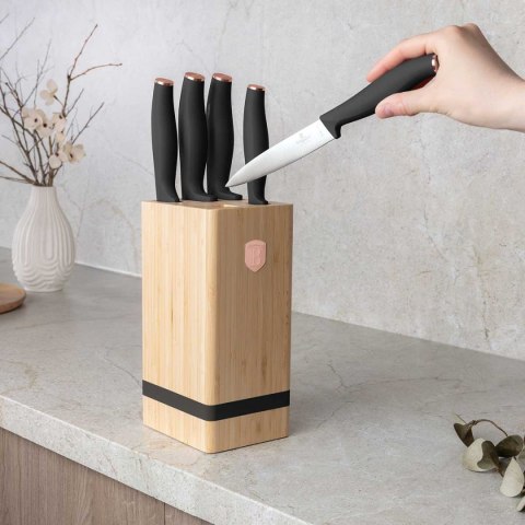Berlinger Haus BH-2970 BLACK ROSE — zestaw 5 noży w bloku bambusowym