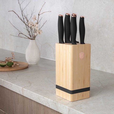 Berlinger Haus BH-2970 BLACK ROSE — zestaw 5 noży w bloku bambusowym