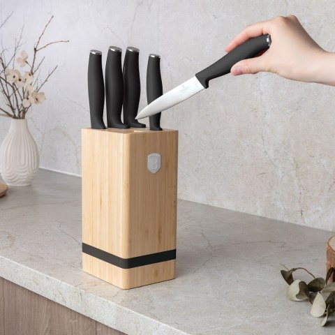 Berlinger Haus BH-2971 MATTE BLACK — zestaw 5 noży w bloku bambusowym