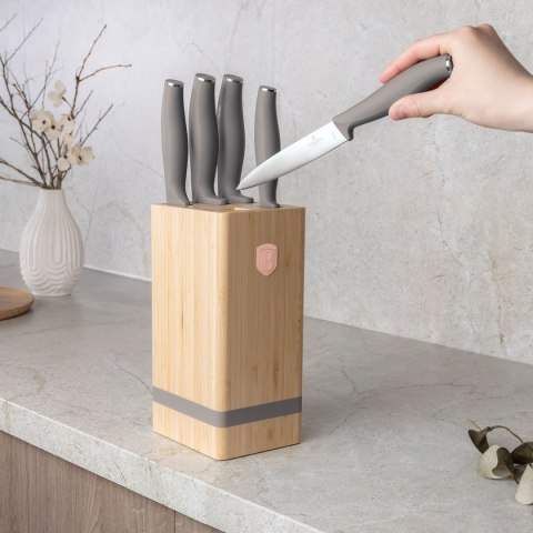 Berlinger Haus BH-2974 TAUPE — zestaw 5 noży w bloku bambusowym