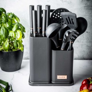 KLAUSBERG KB-7835 — zestaw 5 noży i 5 przyborów z deską i stojakiem