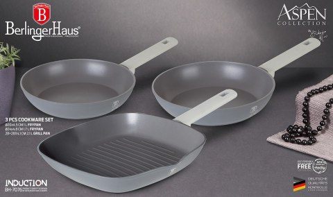 BERLINGER HAUS Aspen BH-7076 — komplet 3 patelni z patelnią grillową