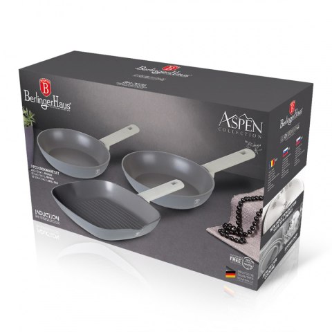 BERLINGER HAUS Aspen BH-7076 — komplet 3 patelni z patelnią grillową
