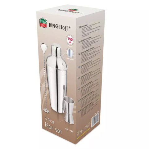 KINGHOFF KH-1705 — zestaw barmański z shakerem 750 ml, 3 elementy