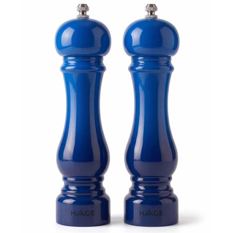 HAGE BLUE – zestaw 2 ręcznych młynków do soli i pieprzu, 22 cm