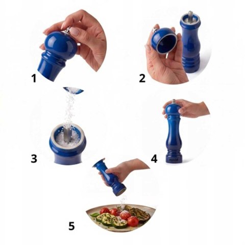 HAGE BLUE – zestaw 2 ręcznych młynków do soli i pieprzu, 22 cm