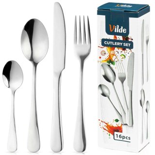 Vilde 139556 — komplet sztućców dla 4 osób, 16 elementów, srebrny połysk
